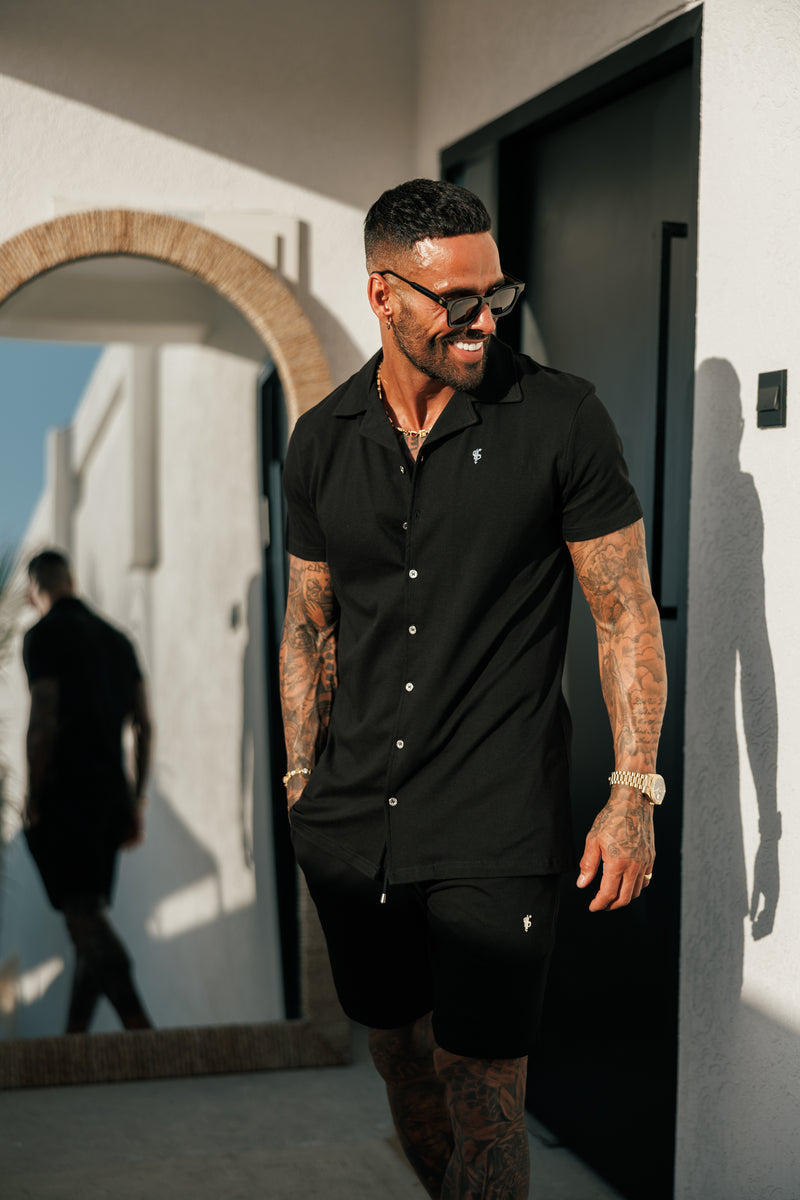 Father Sons Black Pique Shorts - FSH1359 (PRE ORDER 30TH MAY)