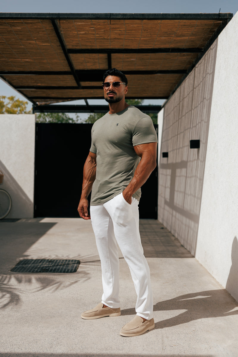Father Sons Jersey Cord Relaxed White Trousers - FSR013