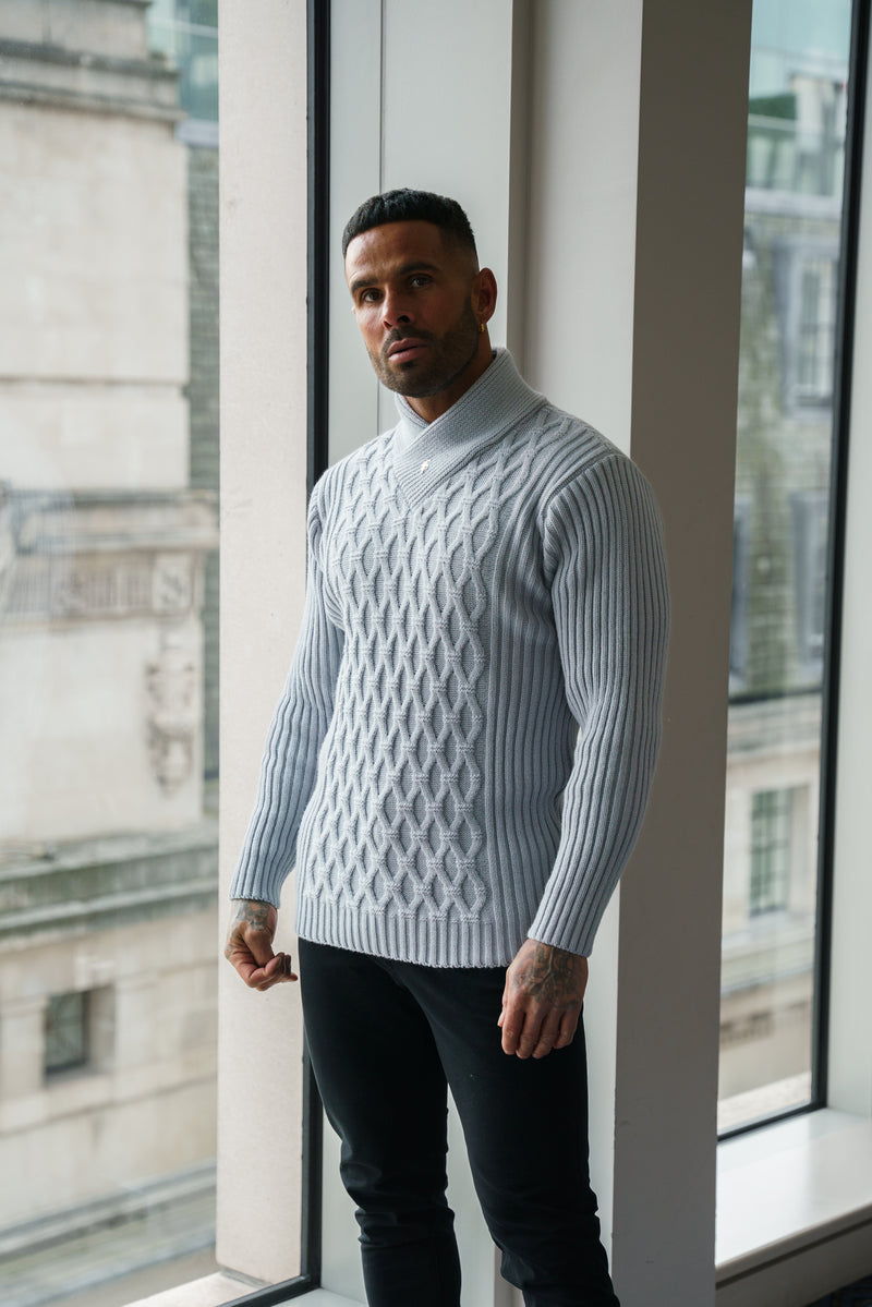 Father Sons Chunky Cable Knit Cop Grey Jumper - FSJ064