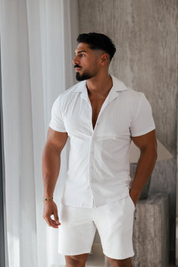 Father Sons Stretch White Pique Revere Shirt Short Sleeve - FSH1070