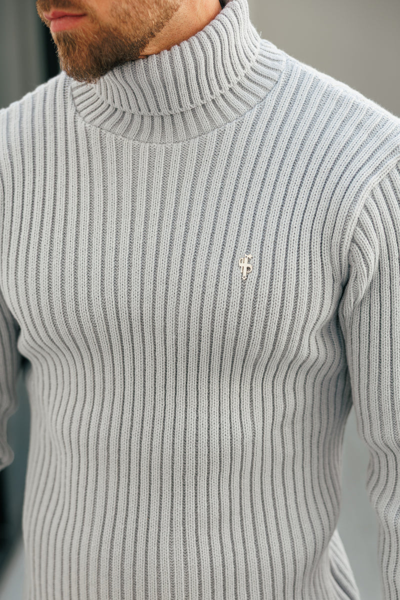 Father Sons Ribbed Knit Cop Grey Roll Neck Jumper - FSJ116 (PRE ORDER 12TH NOVEMBER)