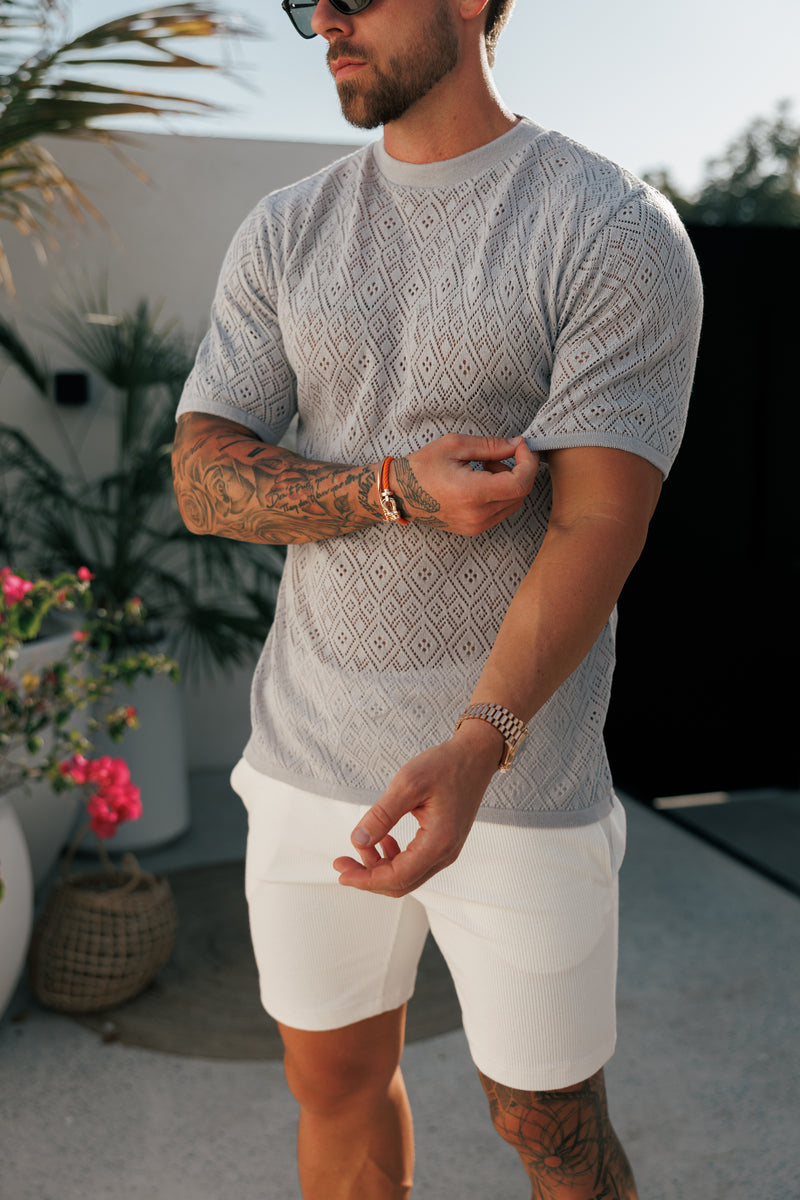 Father Sons Crochet Crew T-Shirt Cop Grey Short Sleeve - FSJ093