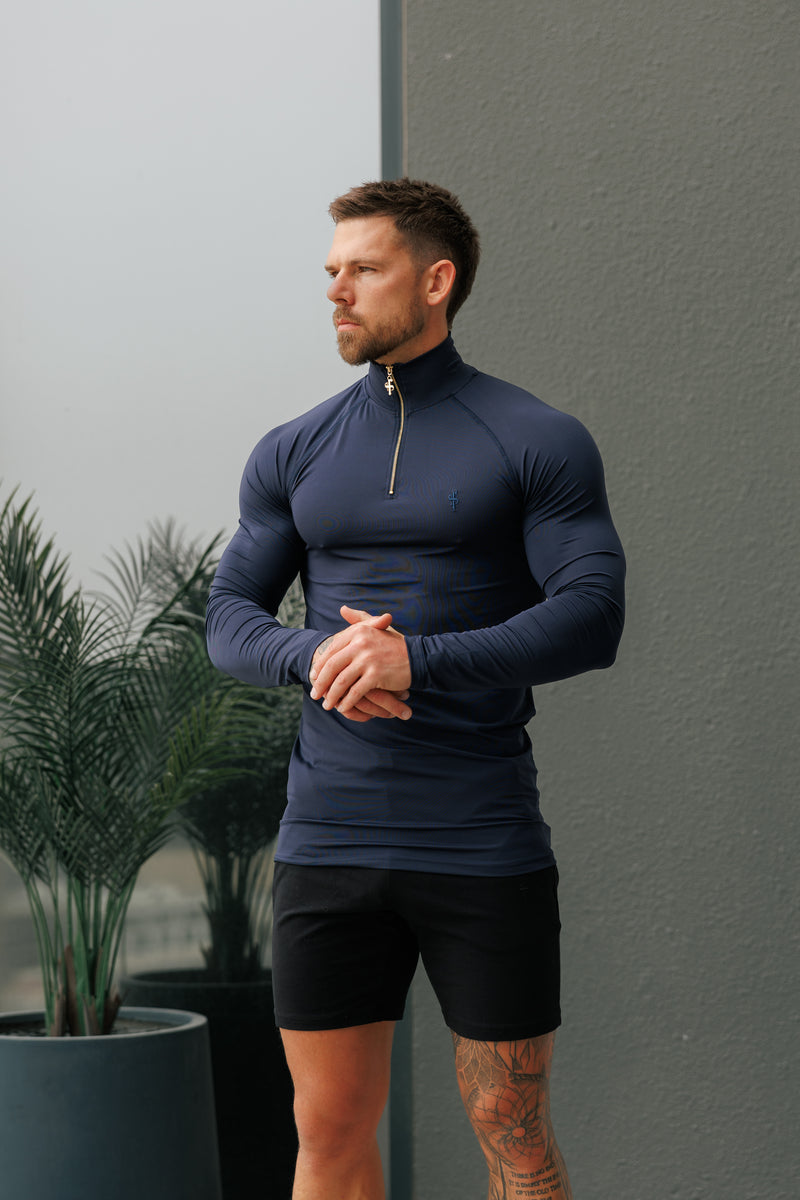 FS LS Navy Half Zip Gym Top - FSH1282