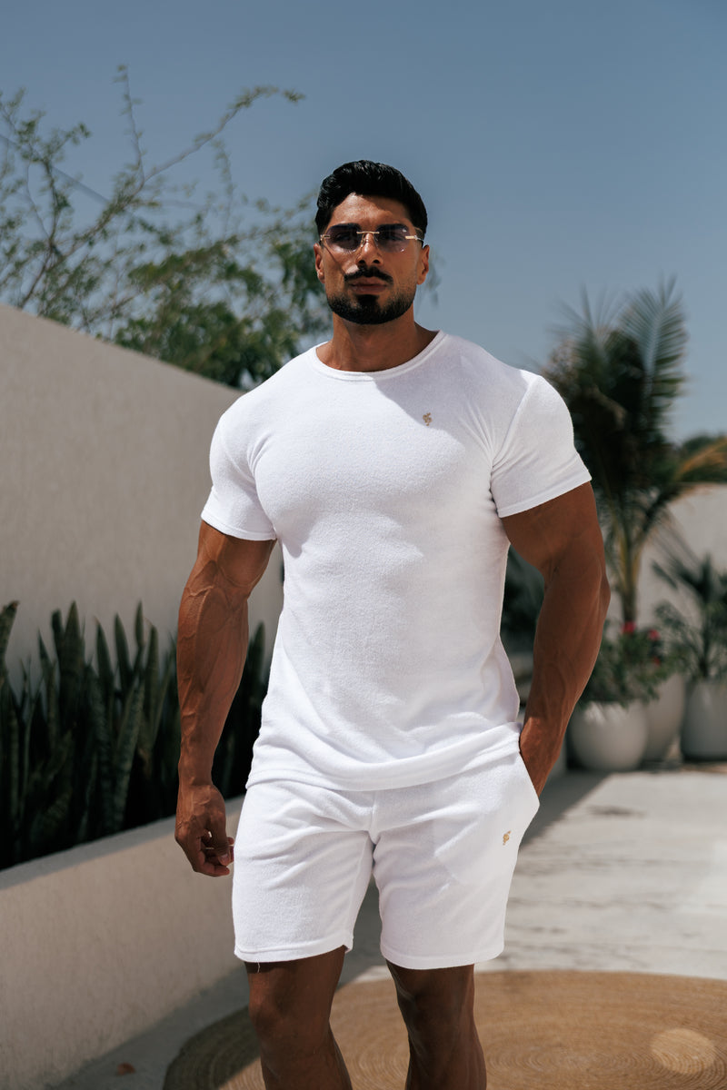 Father Sons White / Gold Towelling Shorts - FSH1346