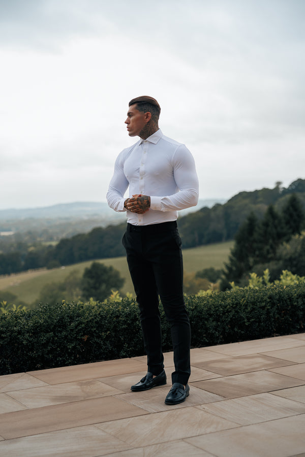 Father Sons Relaxed Formal Black Stretch Trousers - FSTR020 RELAXED