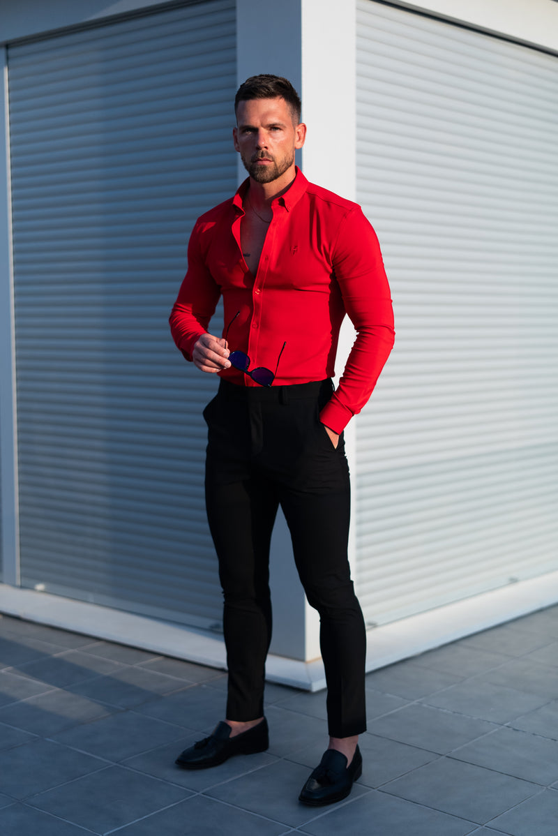 FS Super Slim LS Postbox Red Scuba with Button Down Collar - FS1186