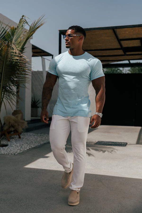 Father Sons Light Blue Slub Crew T-Shirt - FSH1335