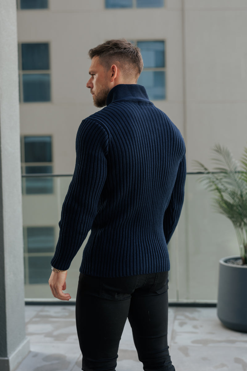 Father Sons Chunky Cable Knit Navy Jumper - FSJ060