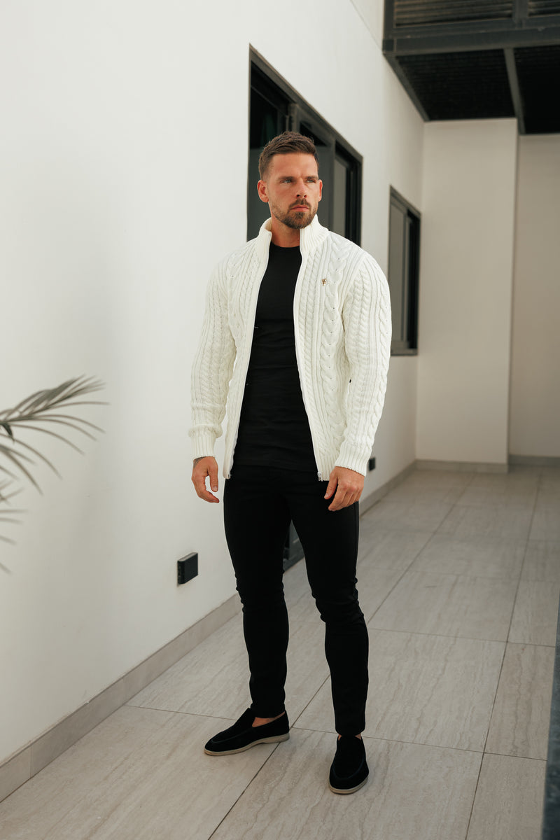 Father Sons Funnel Neck Full Zip Cardigan Cream -  FSJ143 (PRE ORDER 21ST DECEMBER)