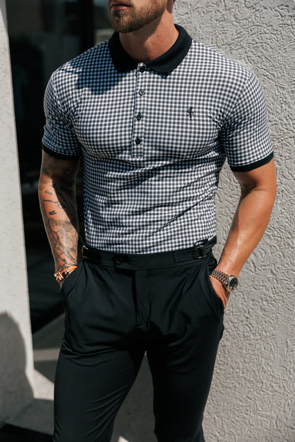 Father Sons Black / White Printed Check Polo Shirt - FSH1260