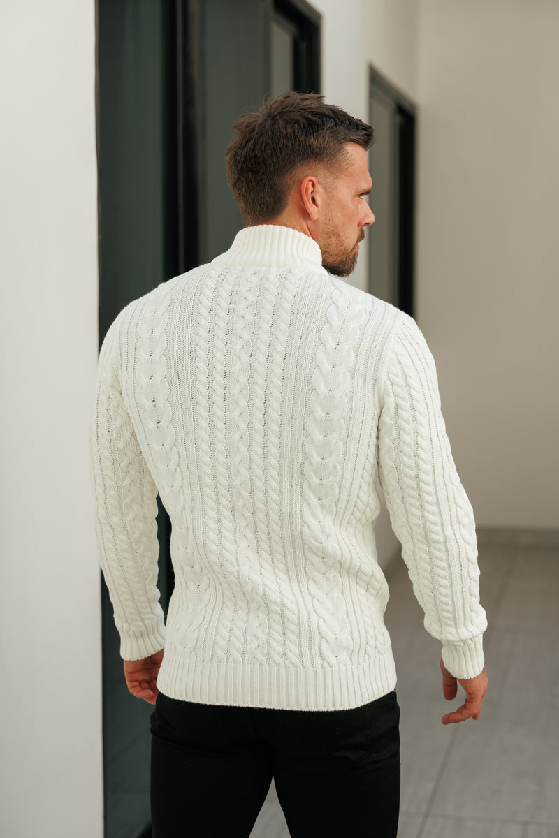 Father Sons Funnel Neck Full Zip Cardigan Cream -  FSJ143 (PRE ORDER 21ST DECEMBER)