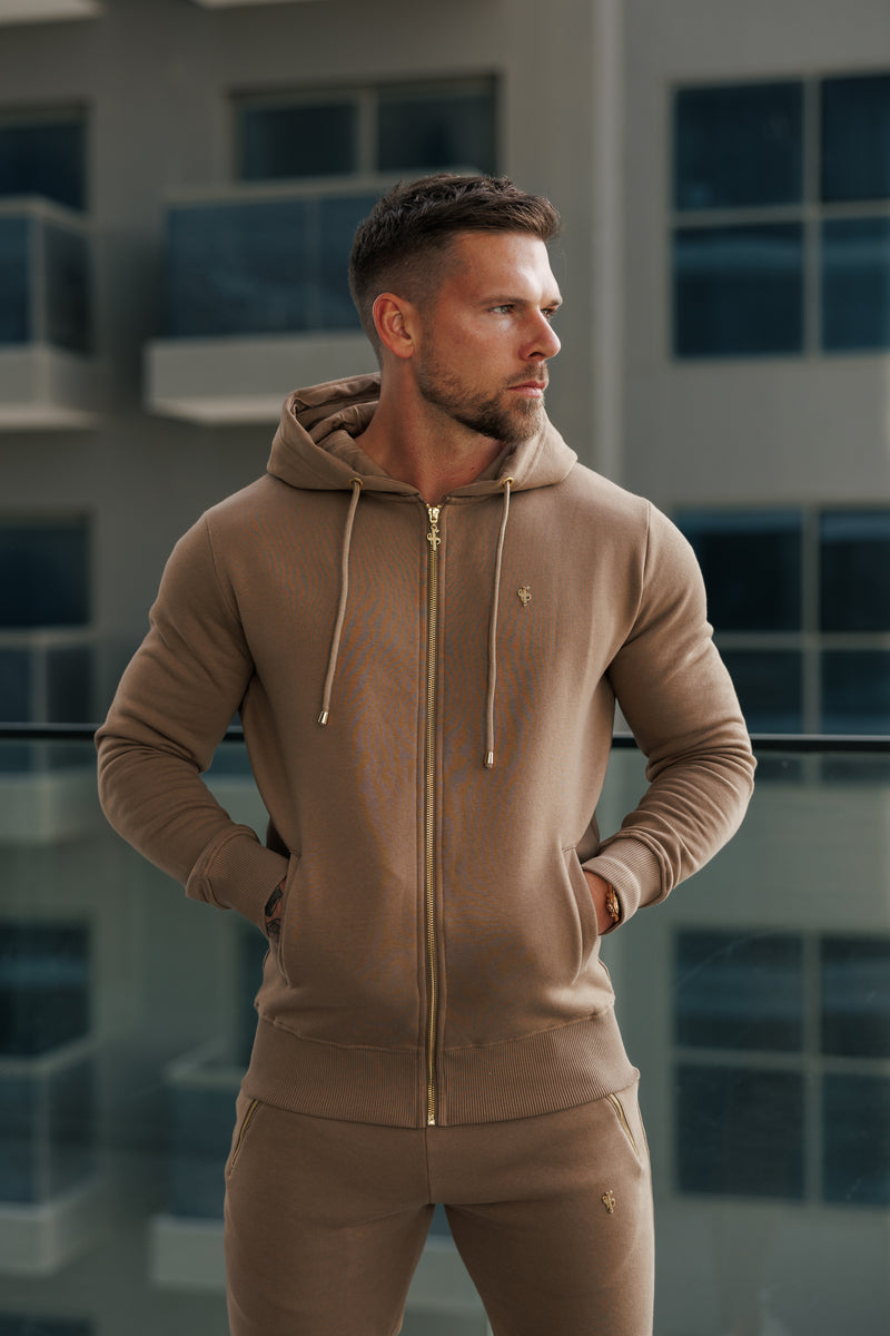 FS Taupe / Gold Full Zip Hoodie with Pockets - FSH1248