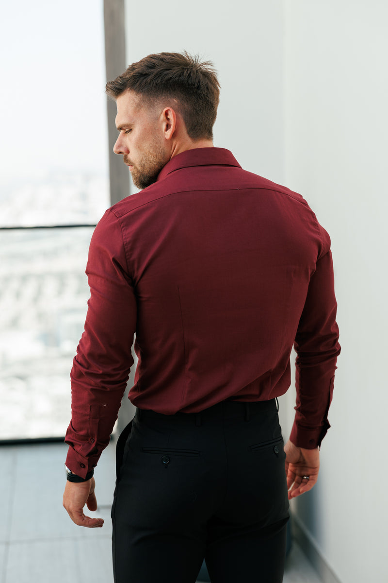 Father Sons Classic Stretch Oxford Long Sleeve Oxblood / Burgundy with Button Down Collar - FS1219