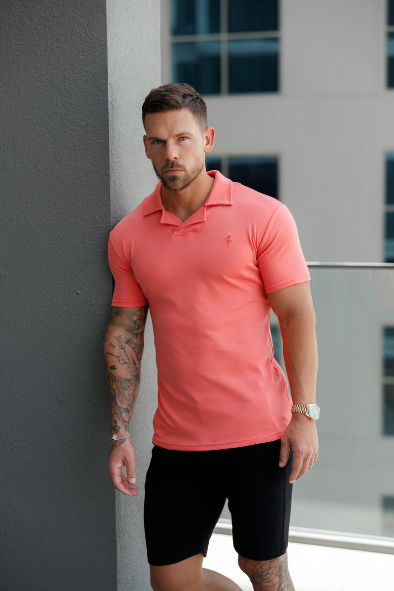 Father Sons Classic Coral Polo Shirt With Revere Collar - FSH1066