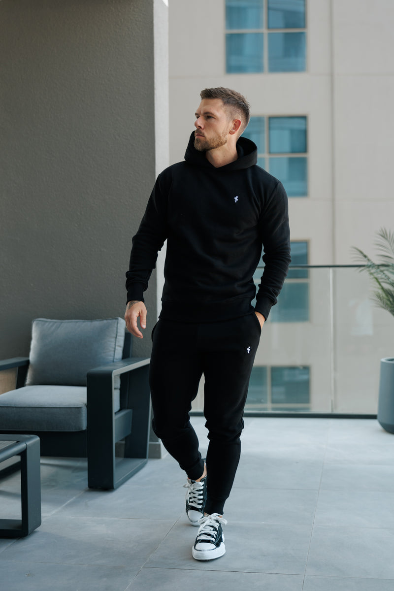 FS Plain Black Hoodie With FS Branding - FSH1189