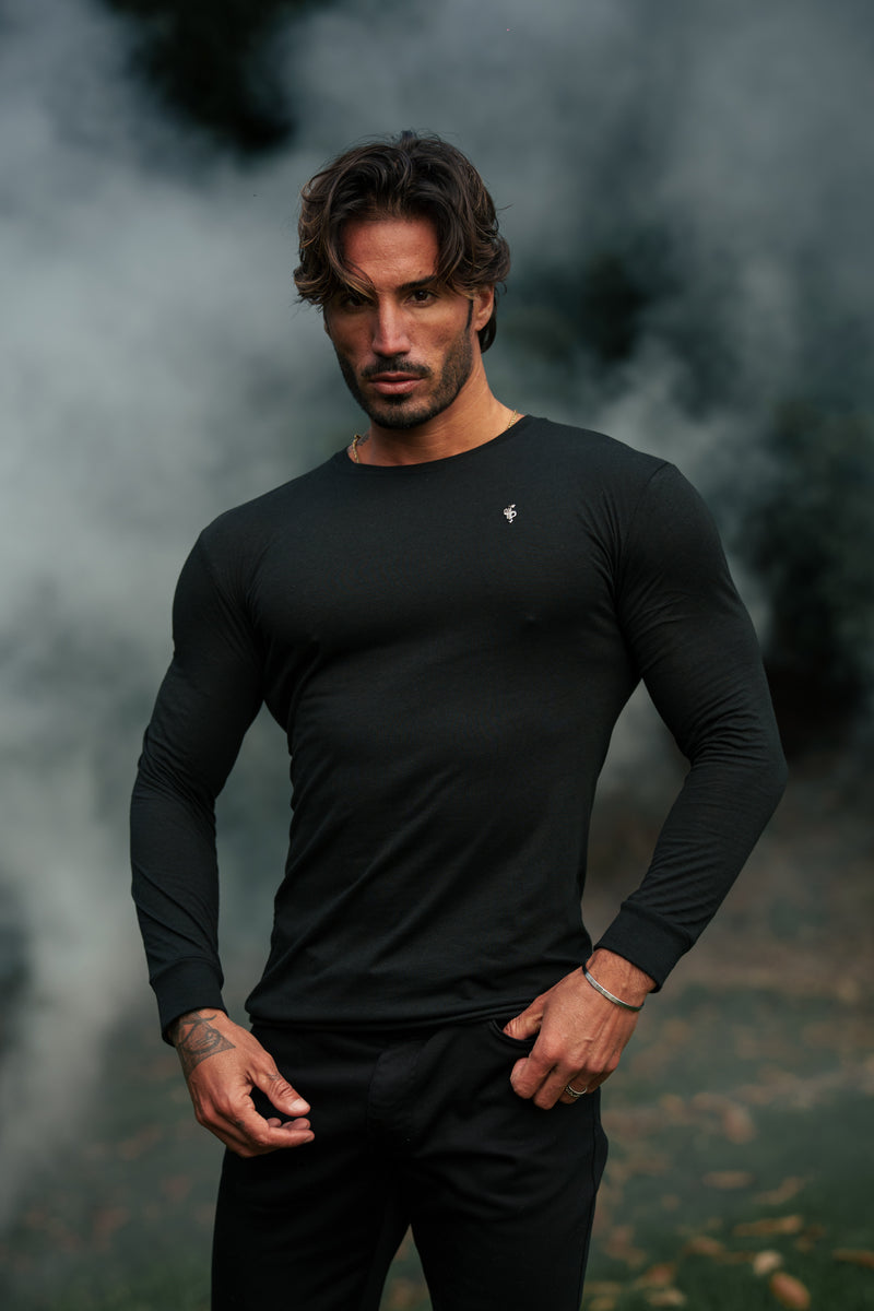 Father Sons Black / Silver Bamboo Crew Long Sleeve - FSH1415