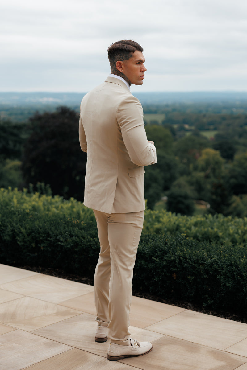 Father Sons Slim Formal Beige Stretch Trousers - FST038