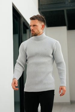 Father Sons Ribbed Knit Cop Grey Roll Neck Jumper - FSJ116 (PRE ORDER 12TH NOVEMBER)