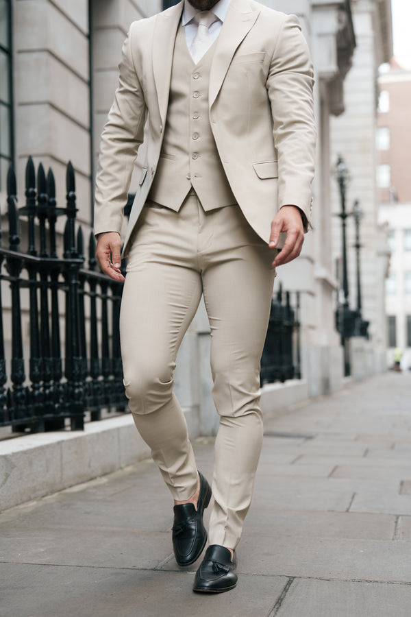 Father Sons Slim Formal Beige Stretch Trousers - FST038 (PRE ORDER 14TH AUGUST)