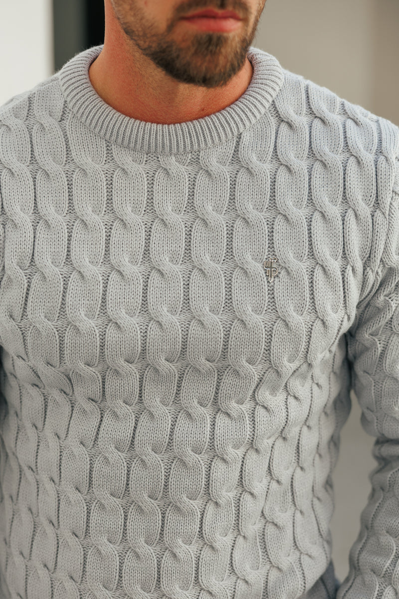 Father Sons Link Weave Knit Cop Grey Crew Neck Jumper - FSJ129