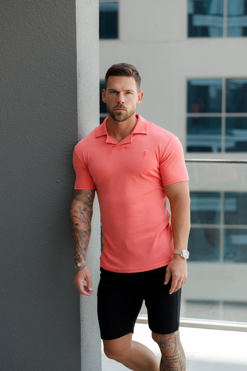 Father Sons Classic Coral Polo Shirt With Revere Collar - FSH1066