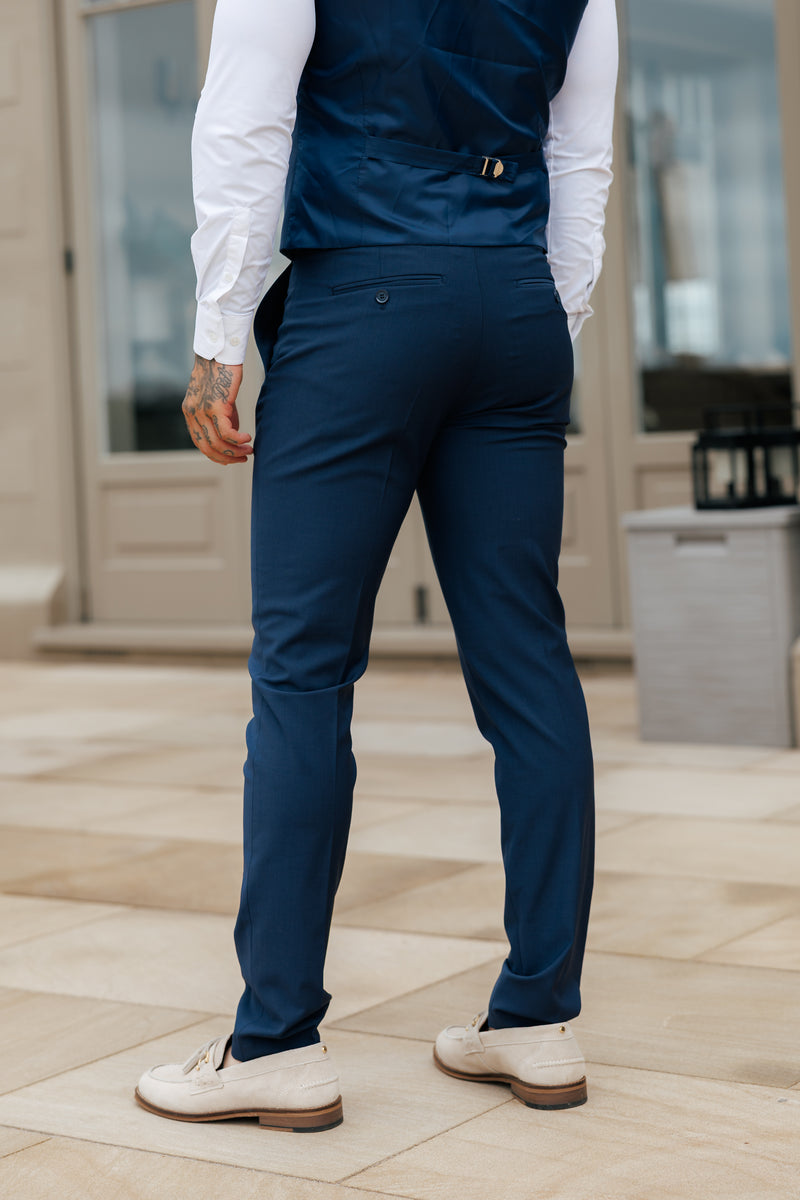 Father Sons Relaxed Formal Navy Stretch Trousers - FSTR022 RELAXED