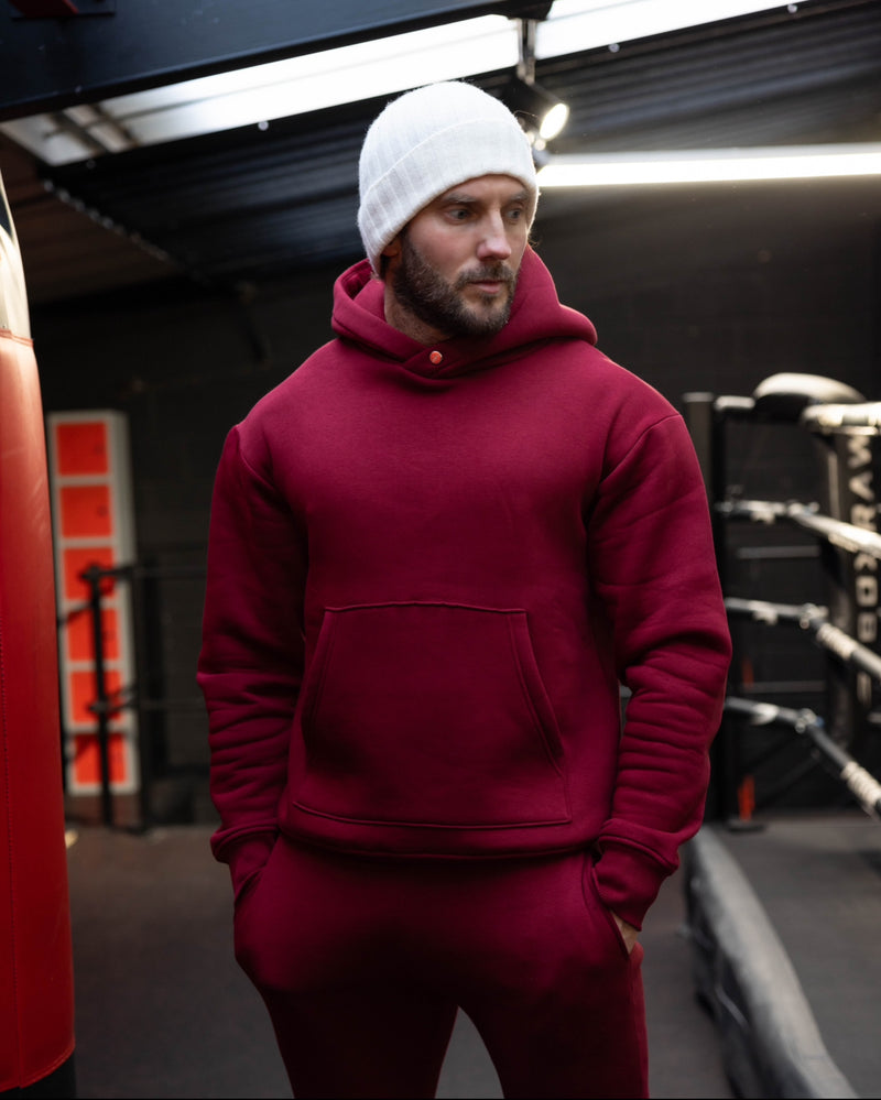 FS Burgundy Oversized Hoodie With Functional FS Stud - FSR008