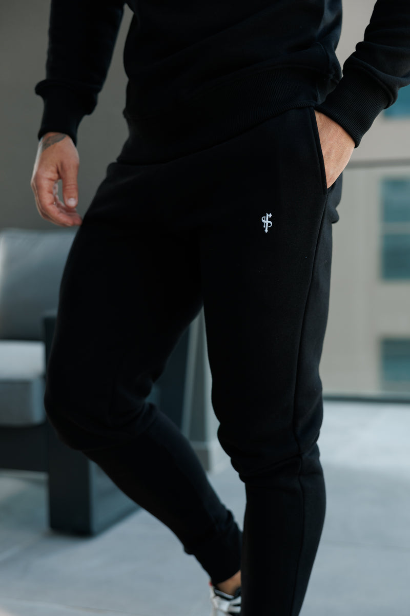 FS Plain Black Tracksuit Bottoms with FS Branding - FSH1195