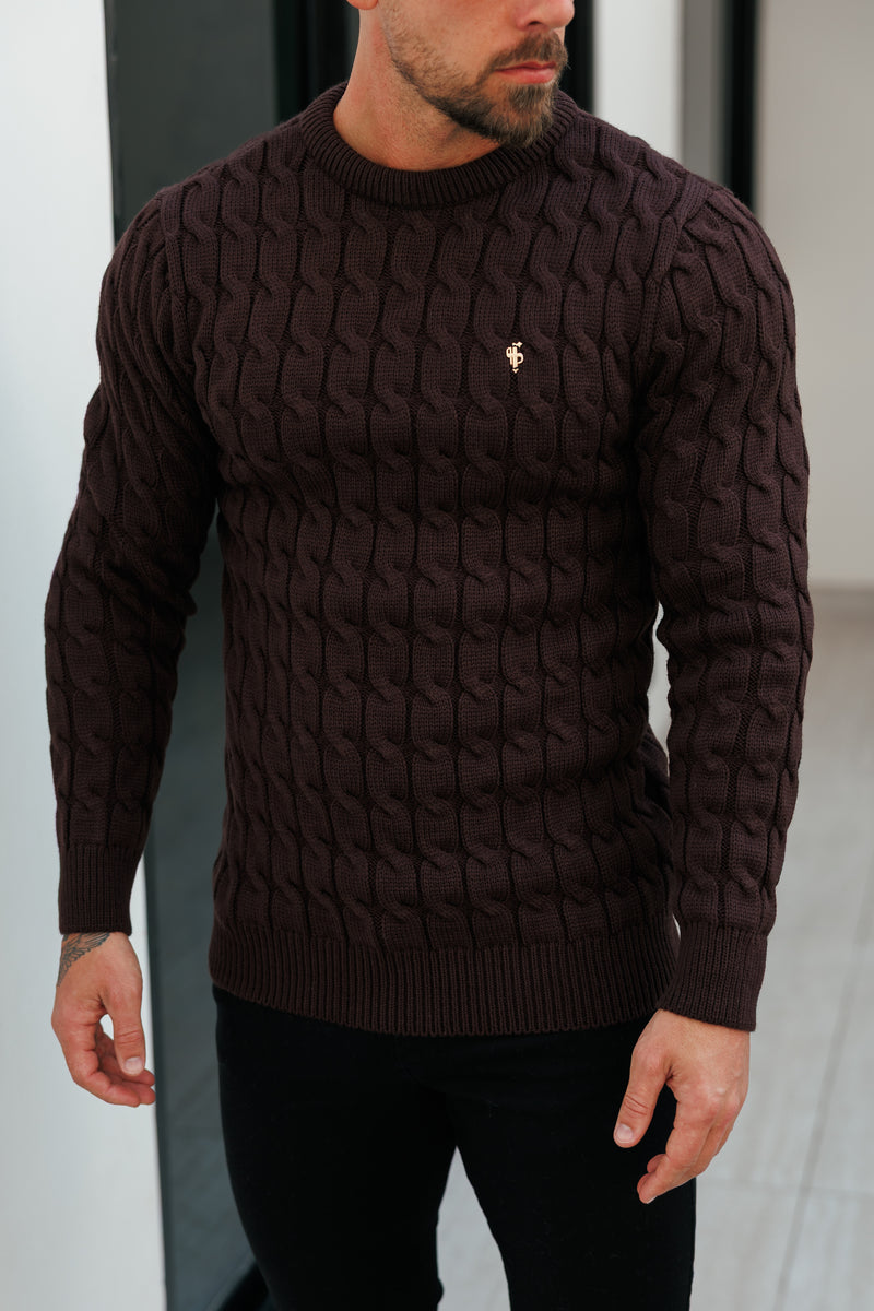 Father Sons Link Weave Knit Brown Crew Neck Jumper - FSJ141
