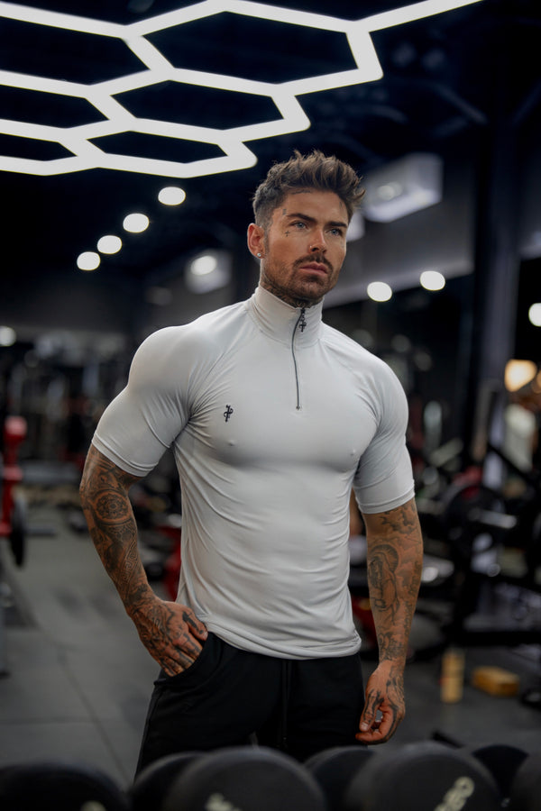 FS SS Light Grey Half Zip Gym Top - FSH1314 (PRE ORDER 31ST MARCH)