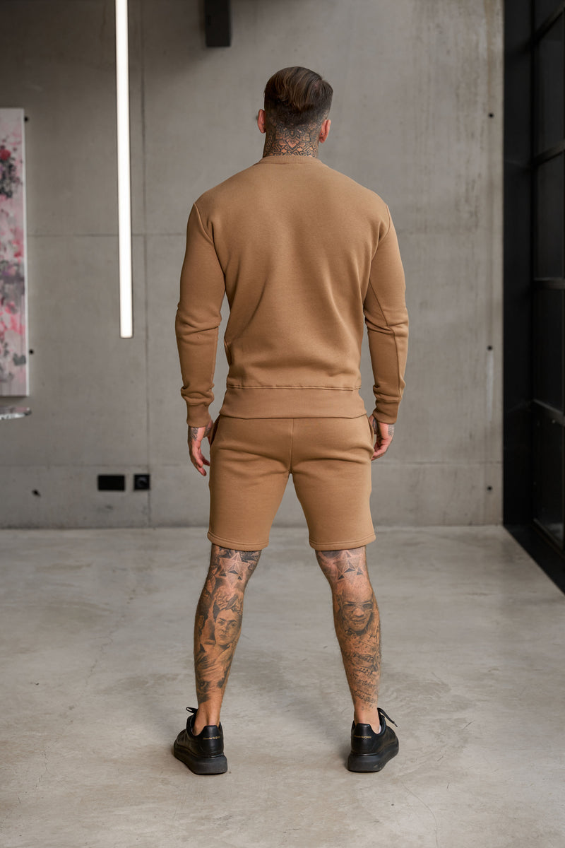 FS Plain Taupe Crew Jumper With FS Branding - FSH1185