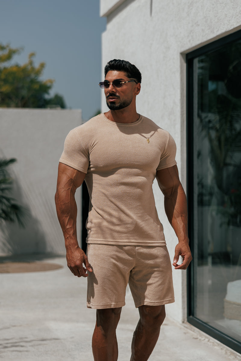 Father Sons Beige Towelling Crew T Shirt - FSTC662 (PRE ORDER 23RD MAY)