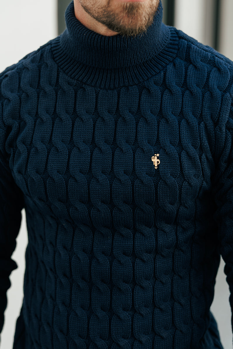 Father Sons Link Weave Knit Navy Roll Neck Jumper - FSJ103 (PRE ORDER 12TH NOVEMBER)