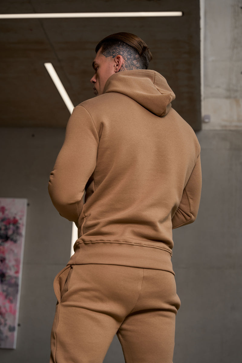 FS Plain Taupe Hoodie With FS Branding - FSH1191