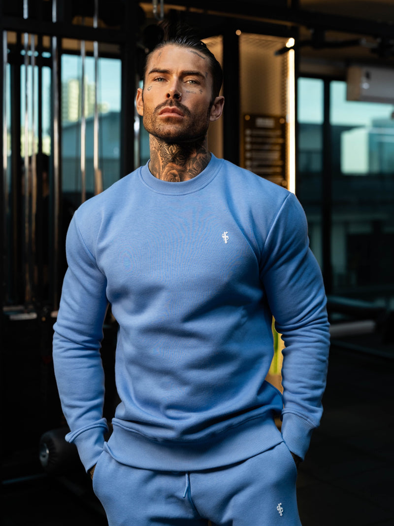FS Plain Blue Crew Jumper With FS Branding - FSH1188
