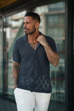 Father Sons Crochet Shirt Gunpowder Short Sleeve - FSJ084 (PRE ORDER 11TH APRIL)