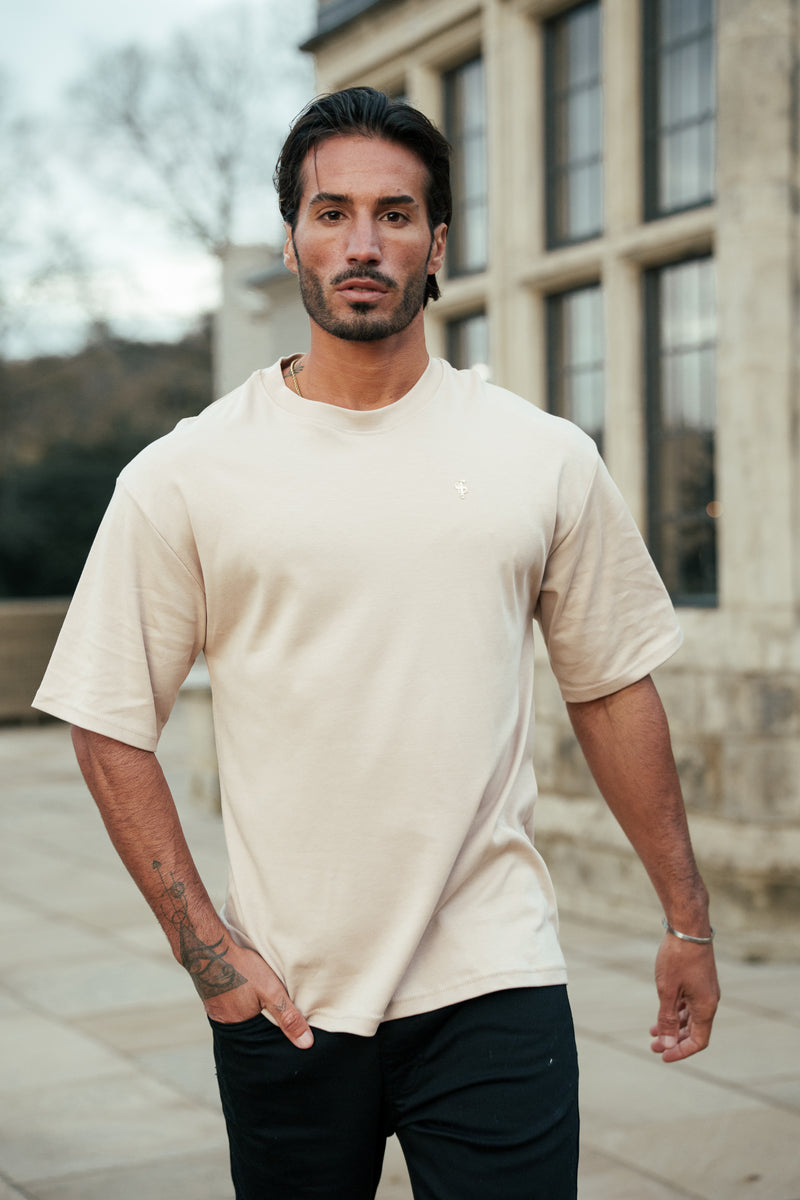 Father Sons Classic Beige / Gold Oversized Crew T Shirt - FSH1420