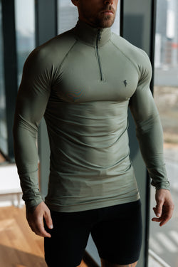 FS LS Olive Half Zip Gym Top - FSH1280