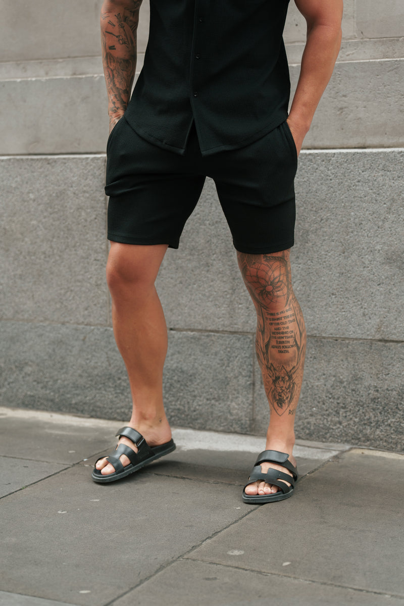 Father Sons Jersey Cord Black Shorts - FSR012 (PRE ORDER 11TH AUGUST)
