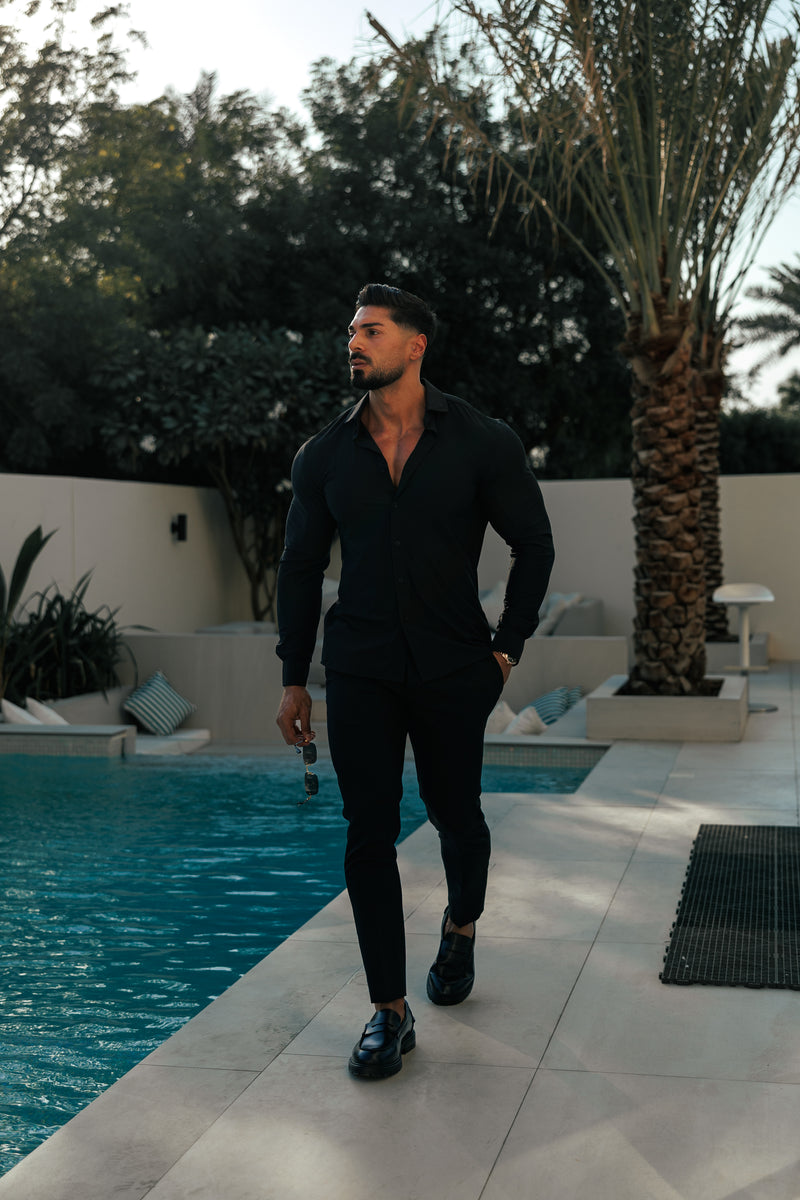 Father Sons Ultra Stretch Compression Shirt Long Sleeve Black - FS1234