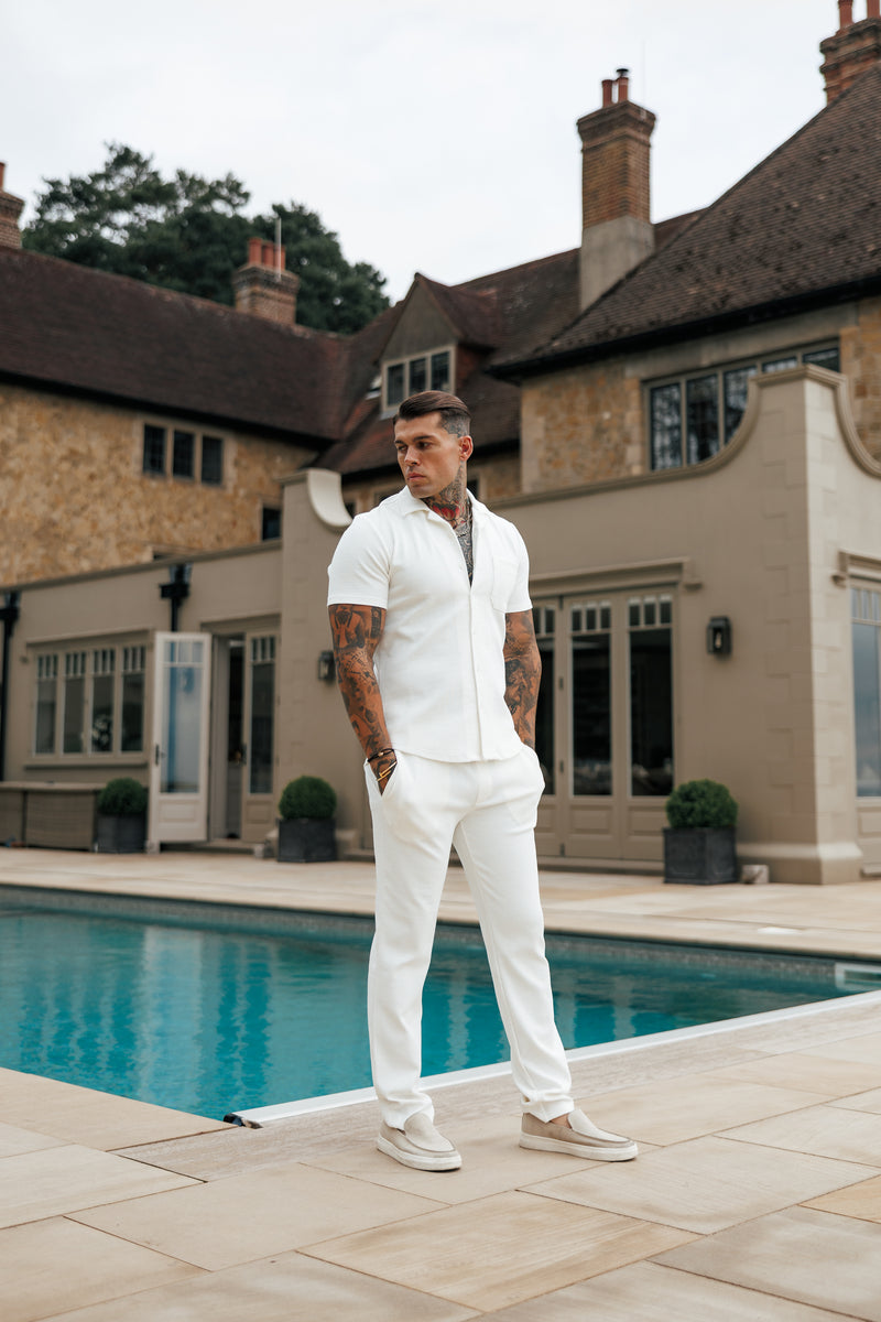 Father Sons Jersey Cord Relaxed White Trousers - FSR013