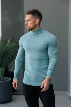 FS Teal Roll Neck Knitted Jumper With FS Branding - FSN205