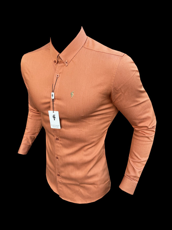 FS Super Slim Stretch Orange Denim Long Sleeve with Button Down Collar - FS1136