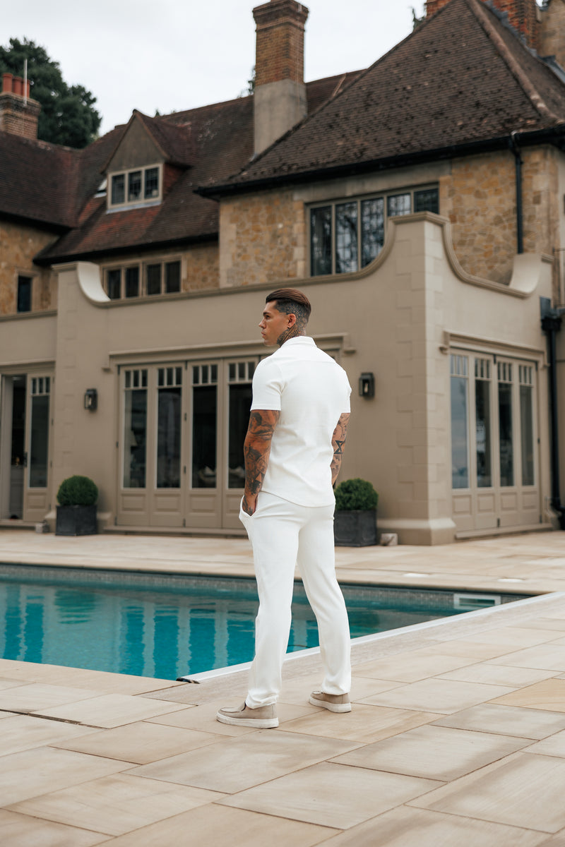 Father Sons Jersey Cord Relaxed White Trousers - FSR013
