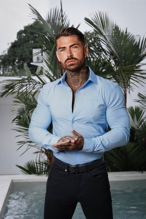 Father Sons Muscle Fit Advanced Stretch Powder Blue with Cutaway Collar  - FS1167