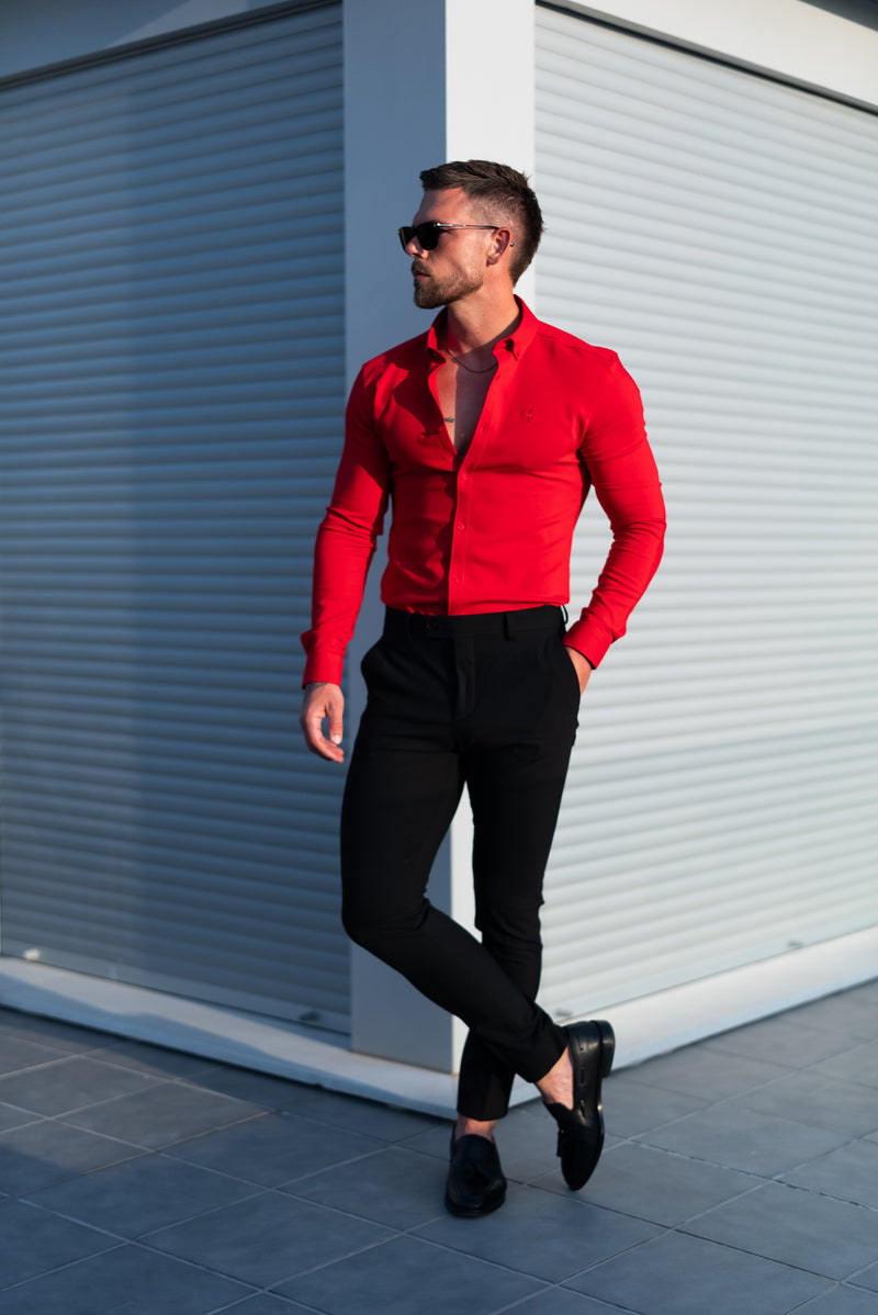 FS Super Slim LS Postbox Red Scuba with Button Down Collar - FS1186