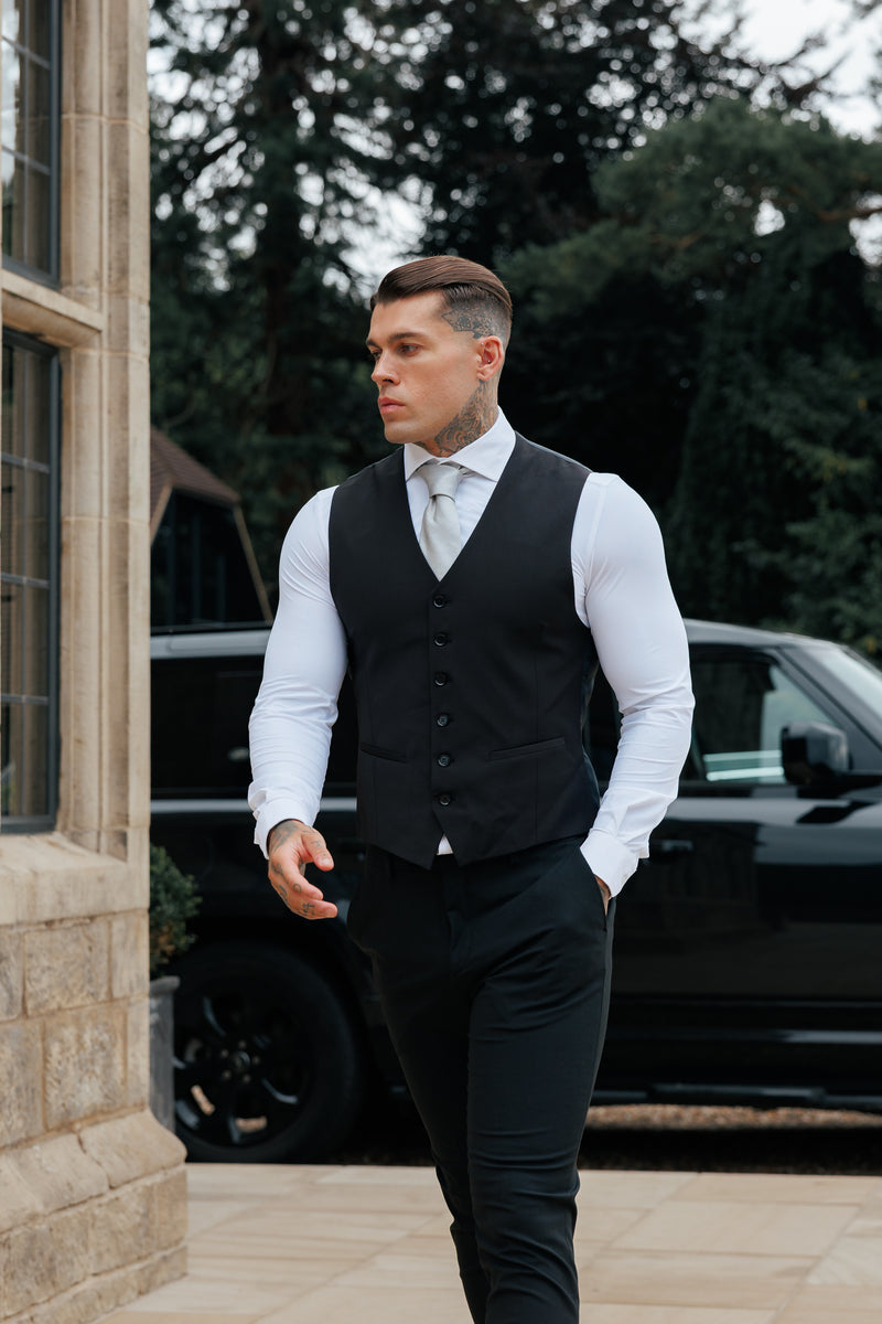 Father Sons Slim Formal Waistcoat Black - FSW010
