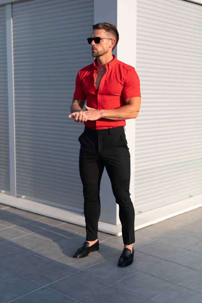 FS Super Slim SS Postbox Red Scuba with Button Down Collar - FS1189