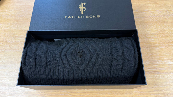 Father Sons Black Knitted Scarf - FSN232