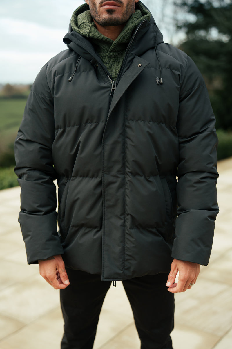 Father Sons Black Padded Coat with Hood - FSN234 (PRE ORDER 15TH DECEMBER)